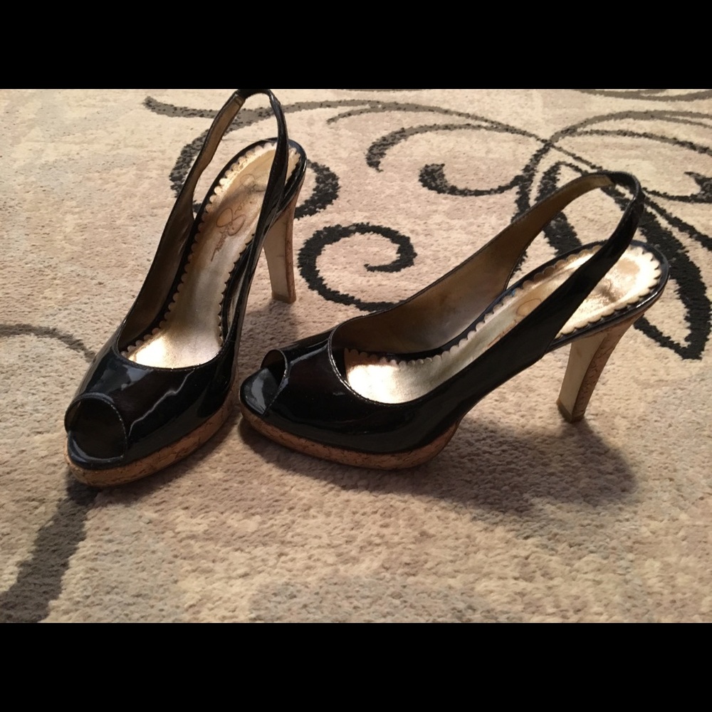 Jessica Simpson peep-toe slingback pumps